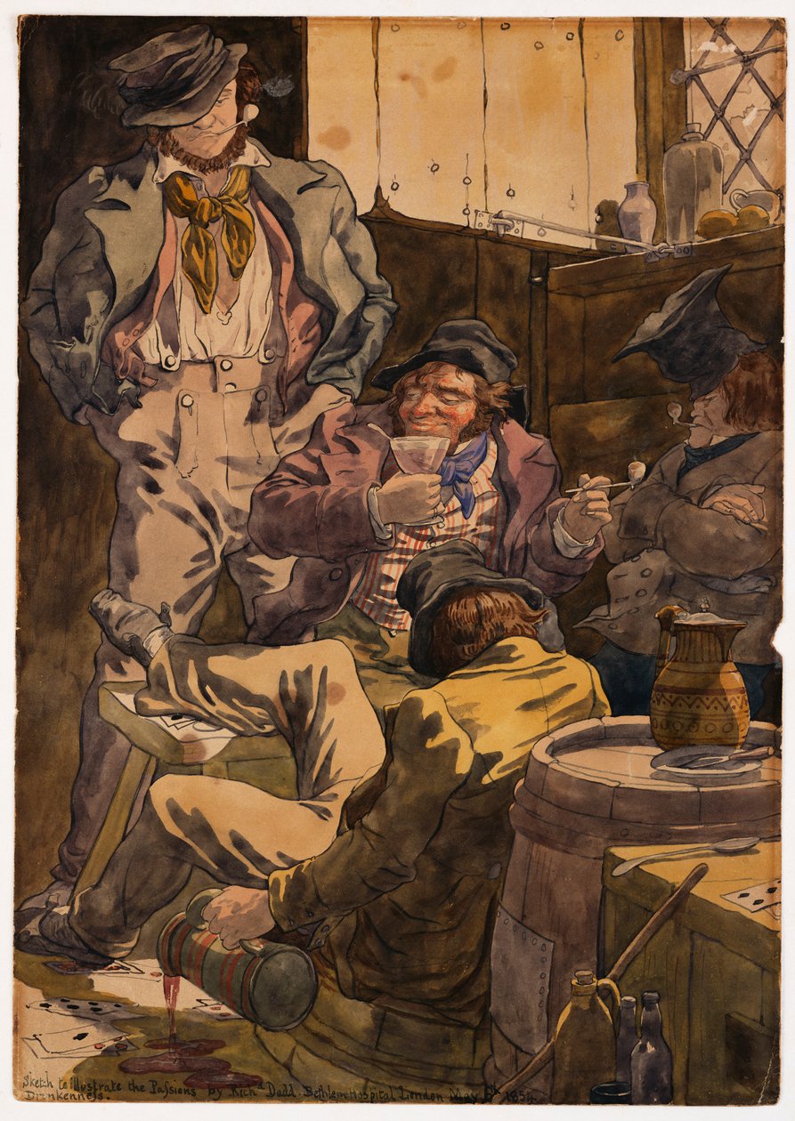 Esboço para ilustrar as paixões - embriaguez, 1854 de Richard Dadd