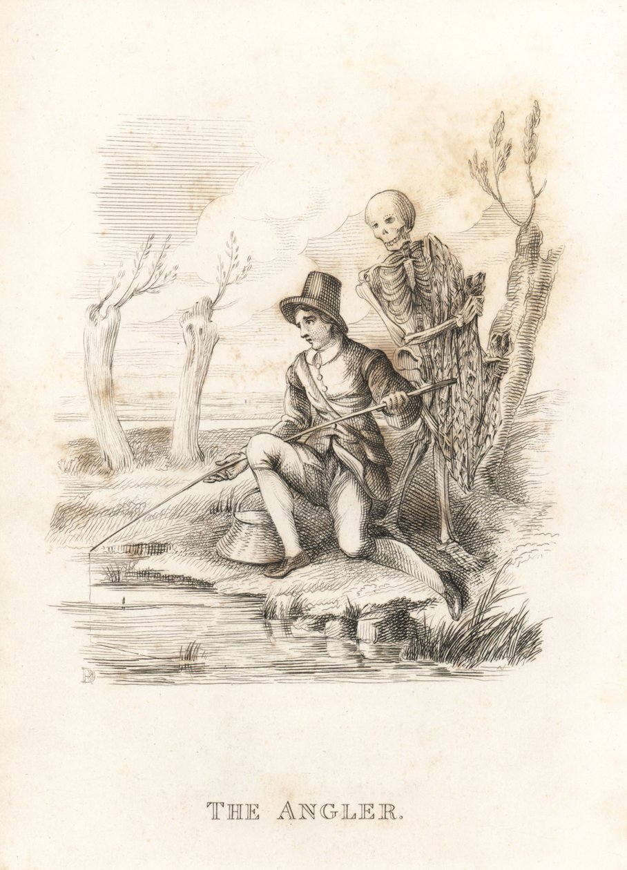 O esqueleto da Morte e o pescador. ,1827 (gravura) de Richard Dagley