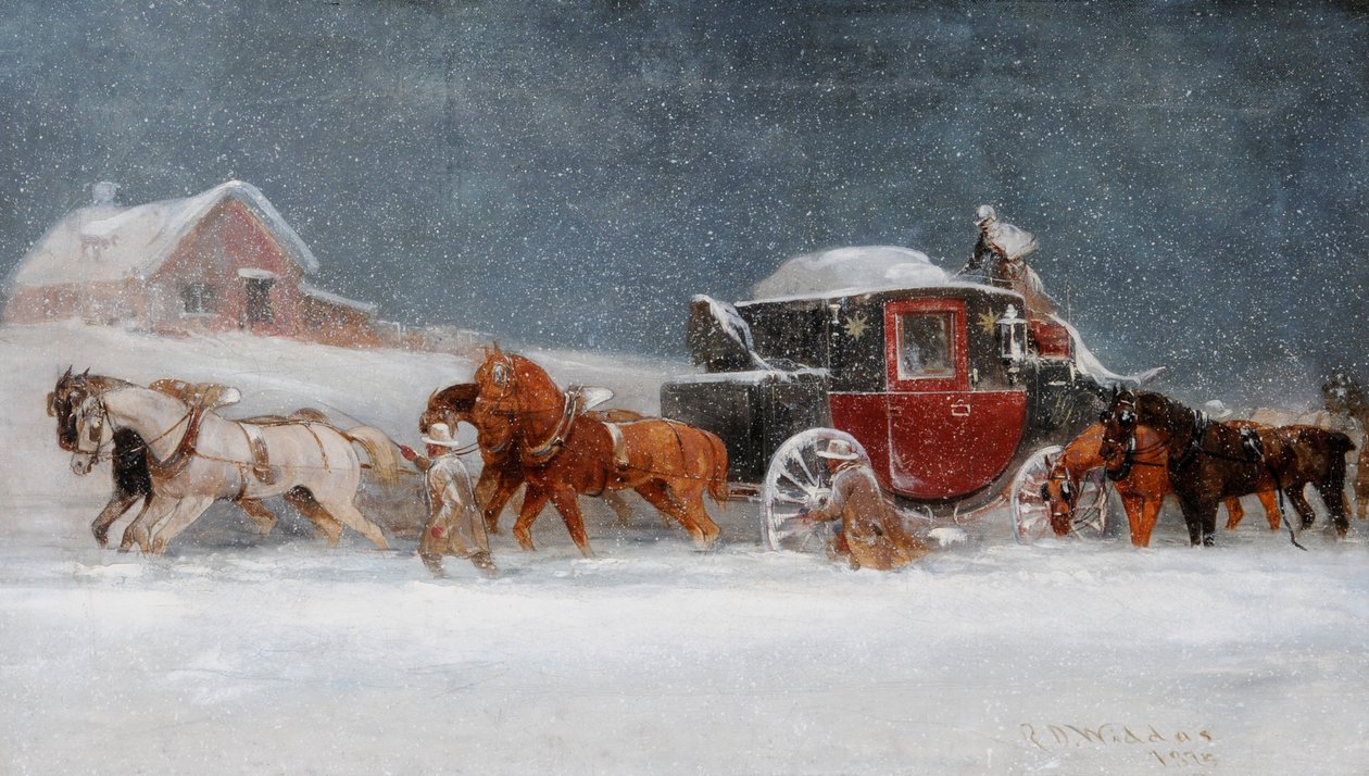 Treinador numa tempestade de neve de Richard Dodd Widdas