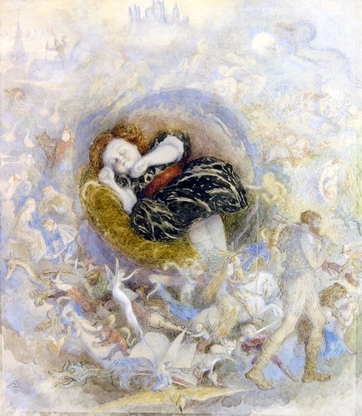 O Sonho de uma Criança da Terra das Fadas (aguarela no papel) de Richard Doyle