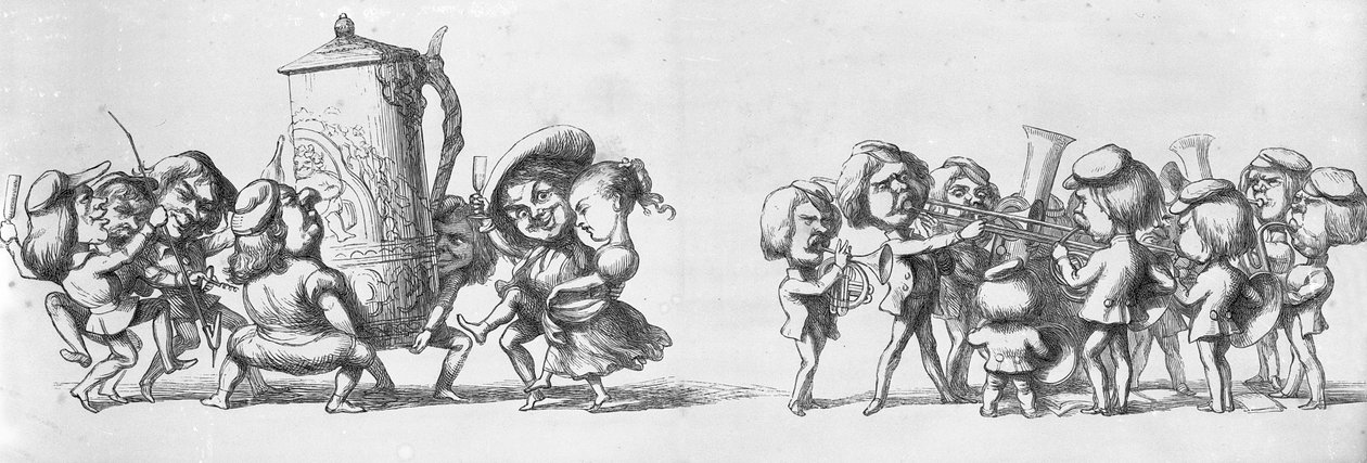 Bandas tocando para os visitantes da Grande Exposição, 1851 de Richard Doyle
