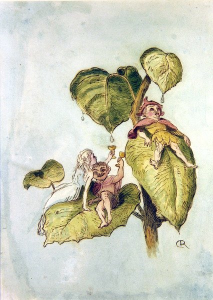 Festa e diversão entre as fuscias II (caneta e aquarela sobre papel) de Richard Doyle