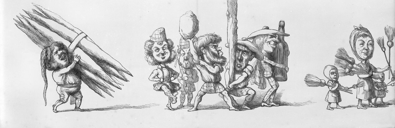 Visitantes escoceses e espanhóis na Grande Exposição, 1851 de Richard Doyle
