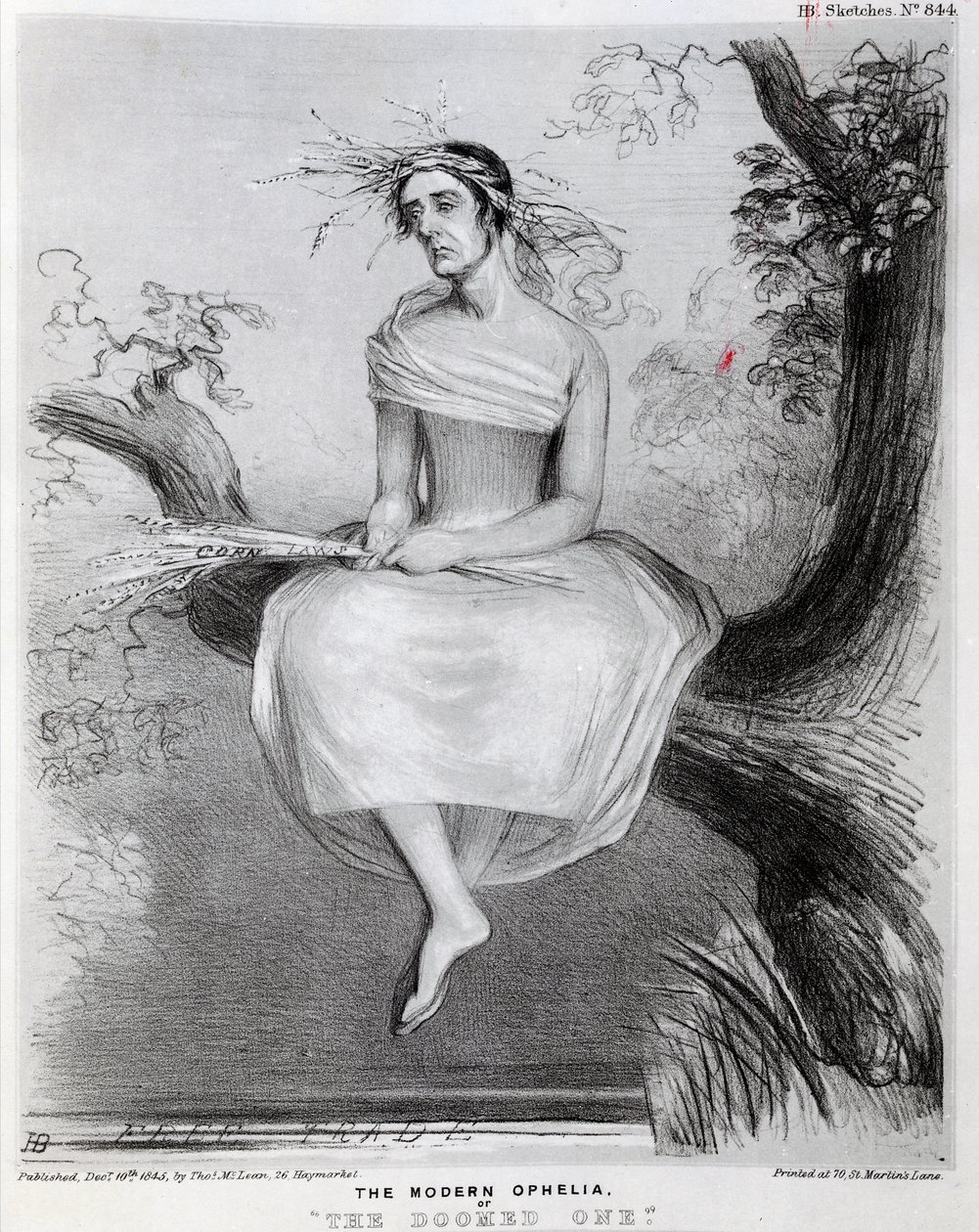 Ophelia moderno, ou o condenado, 1845 de Richard Doyle