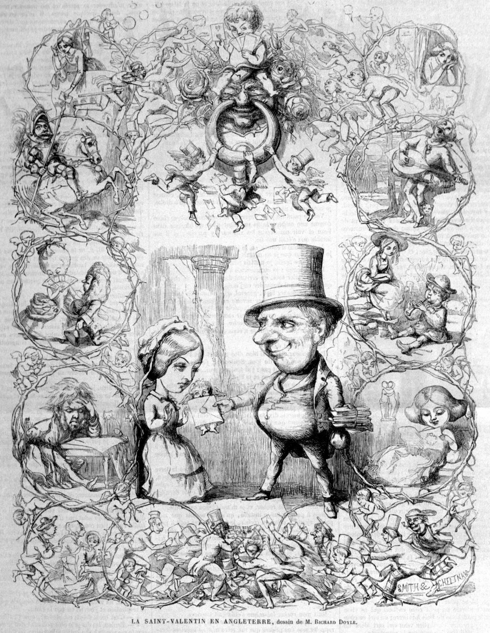 Dia de São Valentim celebrado em Inglaterra. Ilustração de Richard Doyle (1824 - 1883). de Richard Doyle