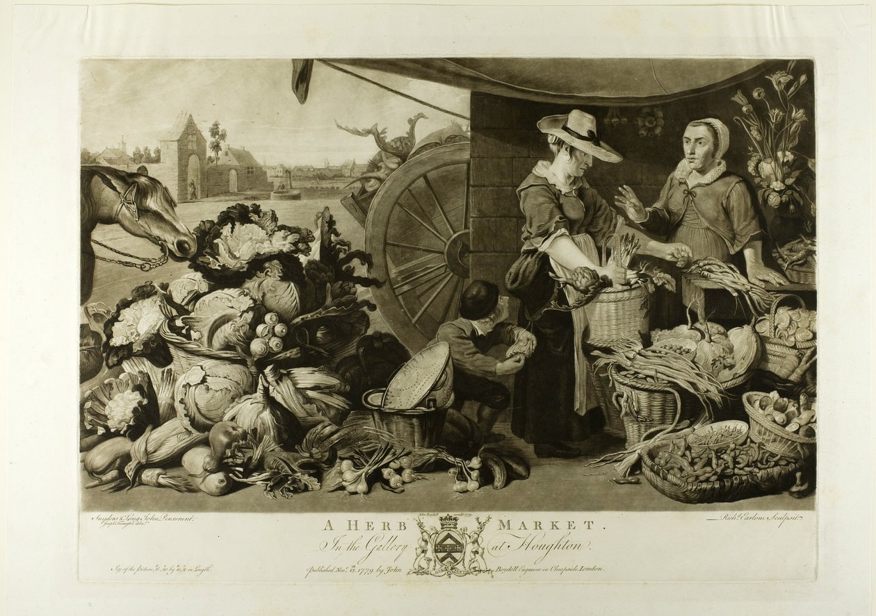 Um mercado de ervas, da Galeria Houghton de Richard Earlom
