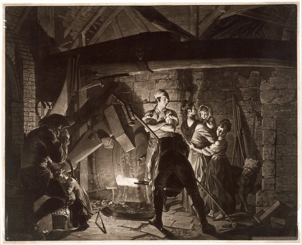 Uma forja de ferro, segundo Joseph Wright of Derby de Richard Earlom