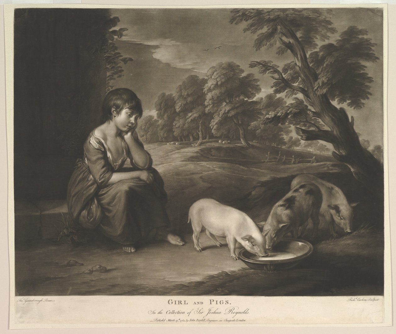 Menina e Porcos, 1783. de Richard Earlom