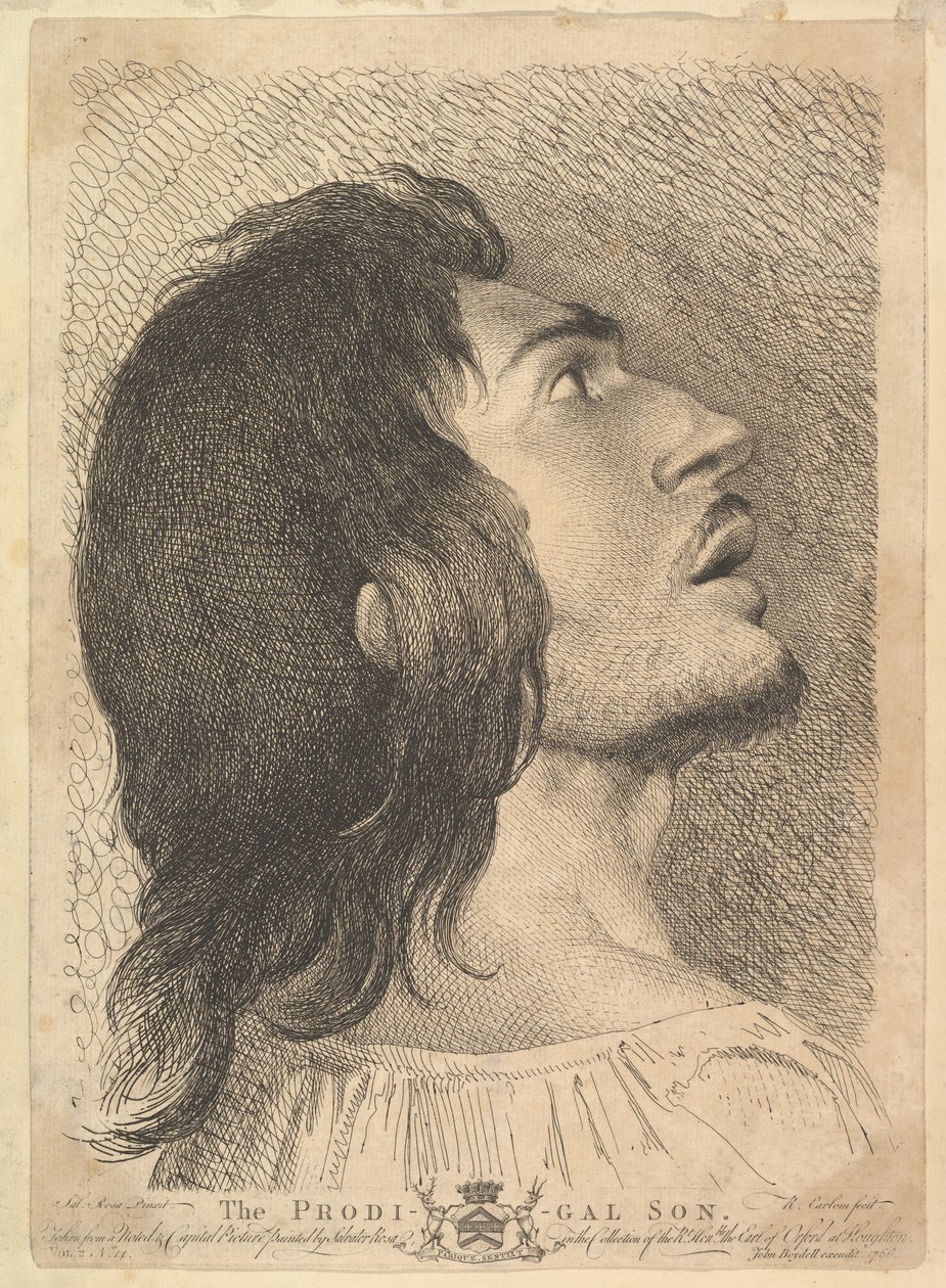 Cabeça no perfil do filho pródigo, 1766. de Richard Earlom