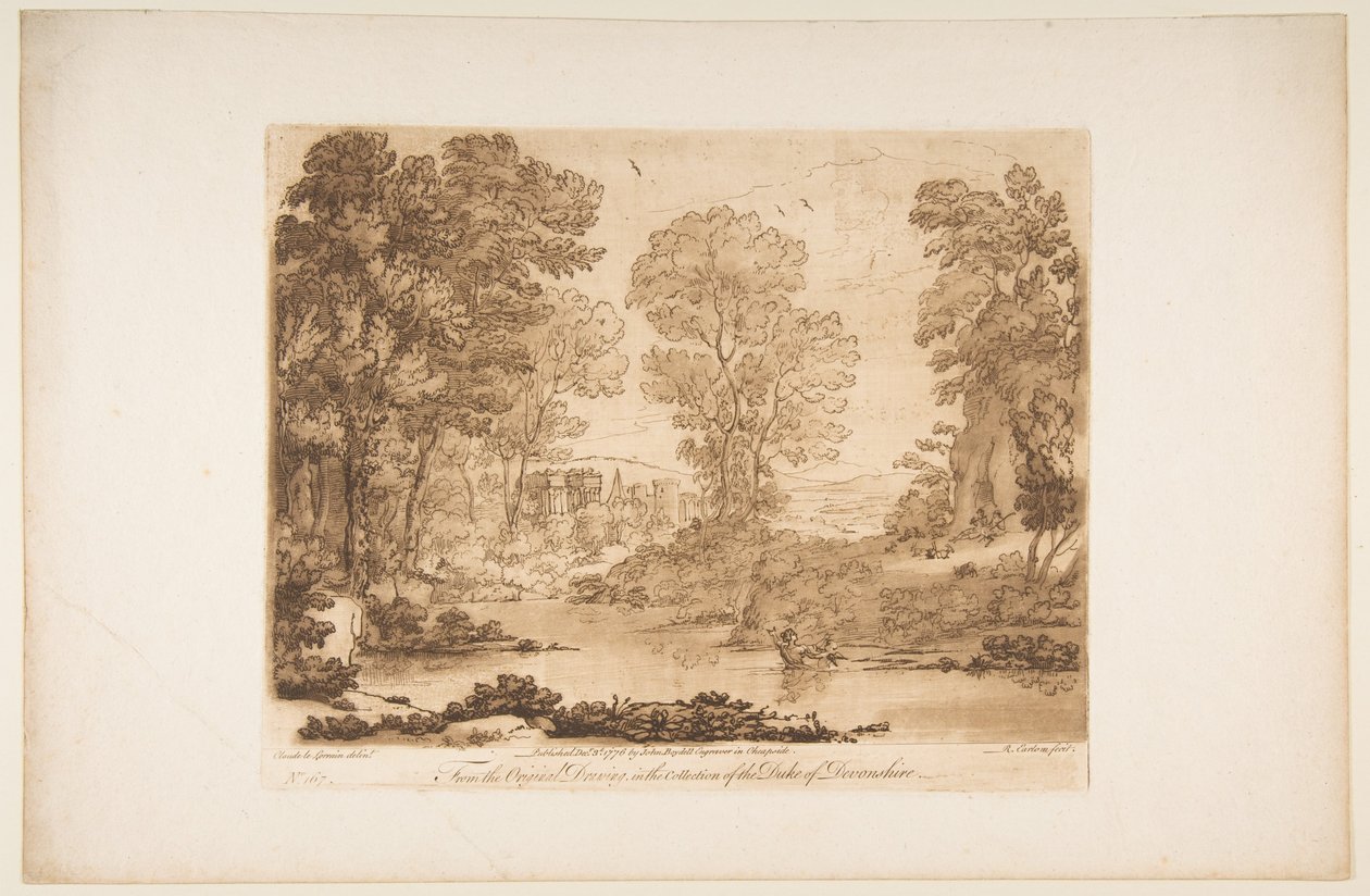Paisagem com Cupido e Psique, 1776. de Richard Earlom