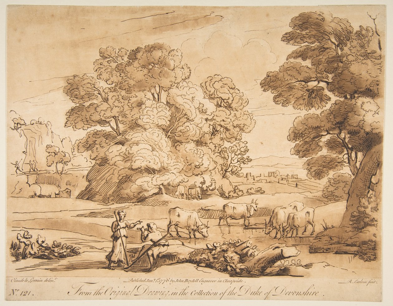 Paisagem com pastor e pastora, 1776. de Richard Earlom