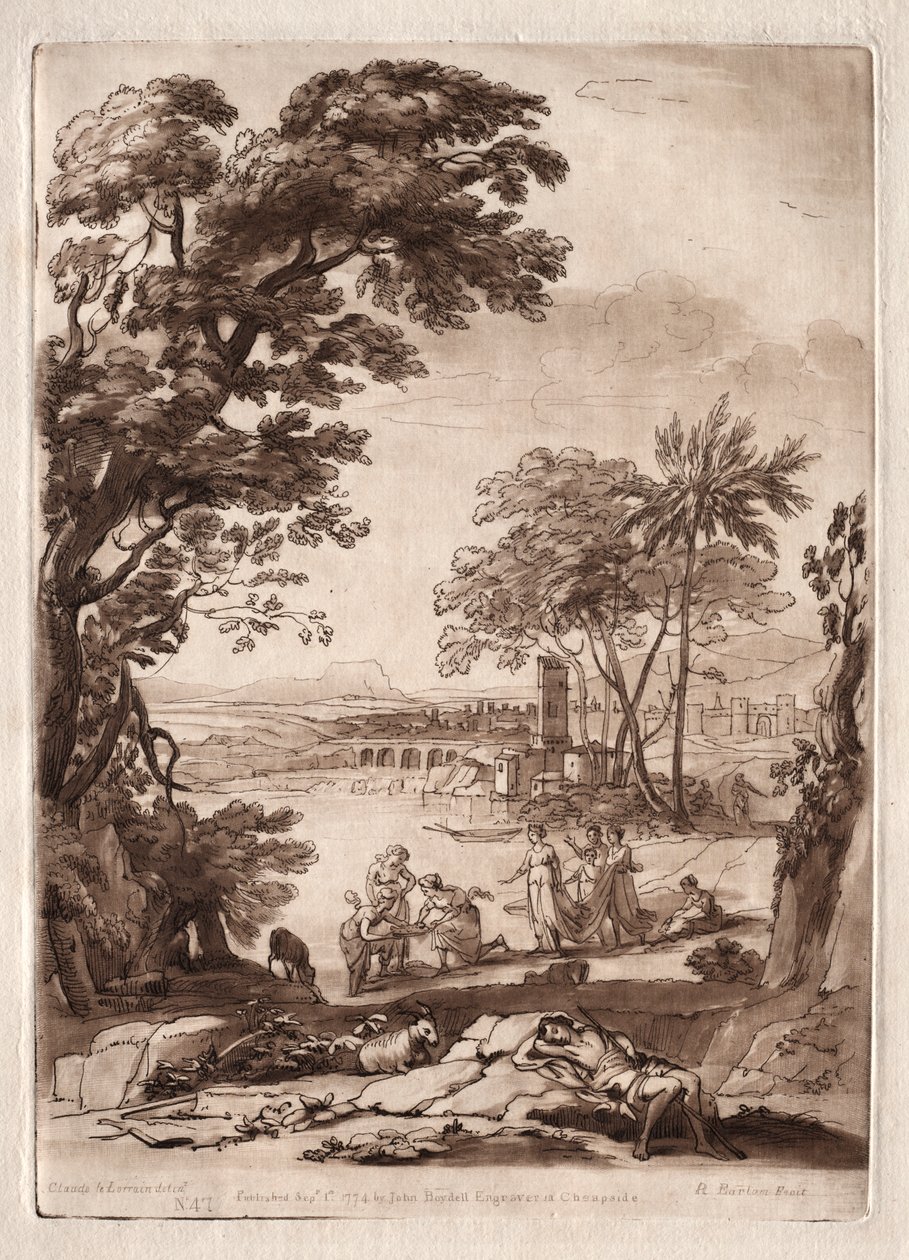 Liber Veritatis: No. 47, Uma cena do rio com a descoberta de Moisés de Richard Earlom