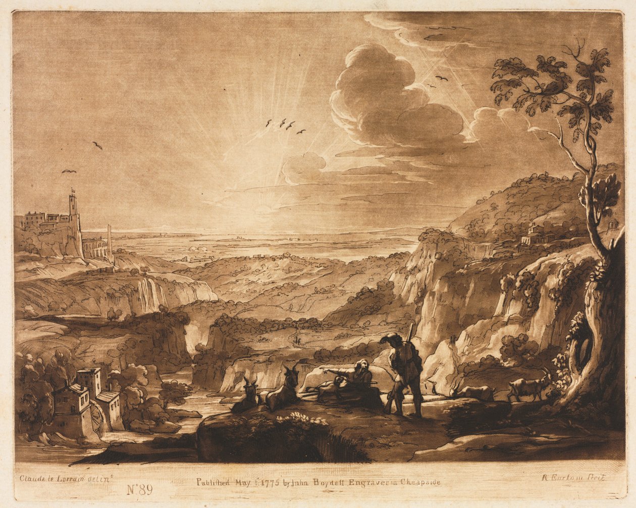 Liber Veritatis: No. 89, Vista de um país extenso montanhoso de Richard Earlom