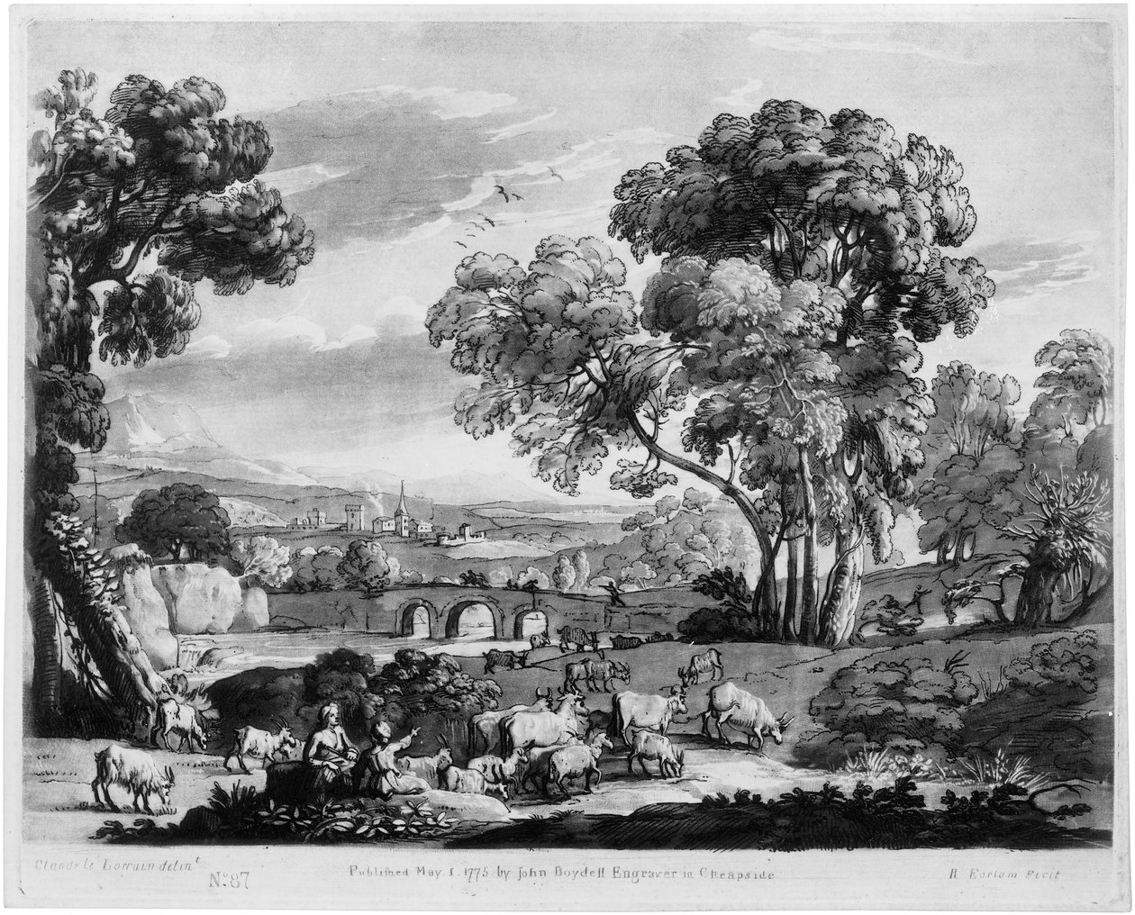 Paisagem rural com rio e ponte de Richard Earlom
