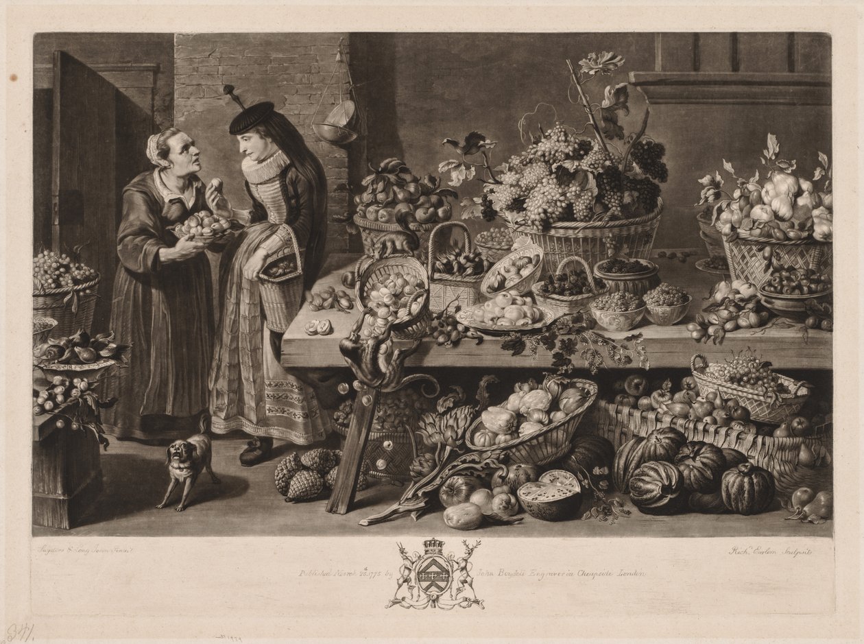 Os quatro mercados: o mercado de frutas, 1775. de Richard Earlom