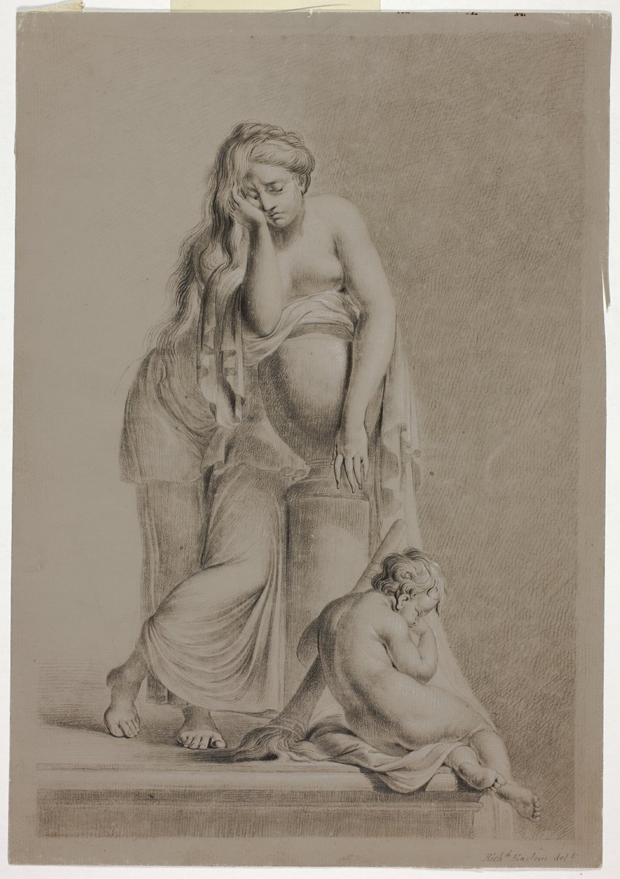 Chorando Figura Alegórica Feminina com Putto de Richard Earlom