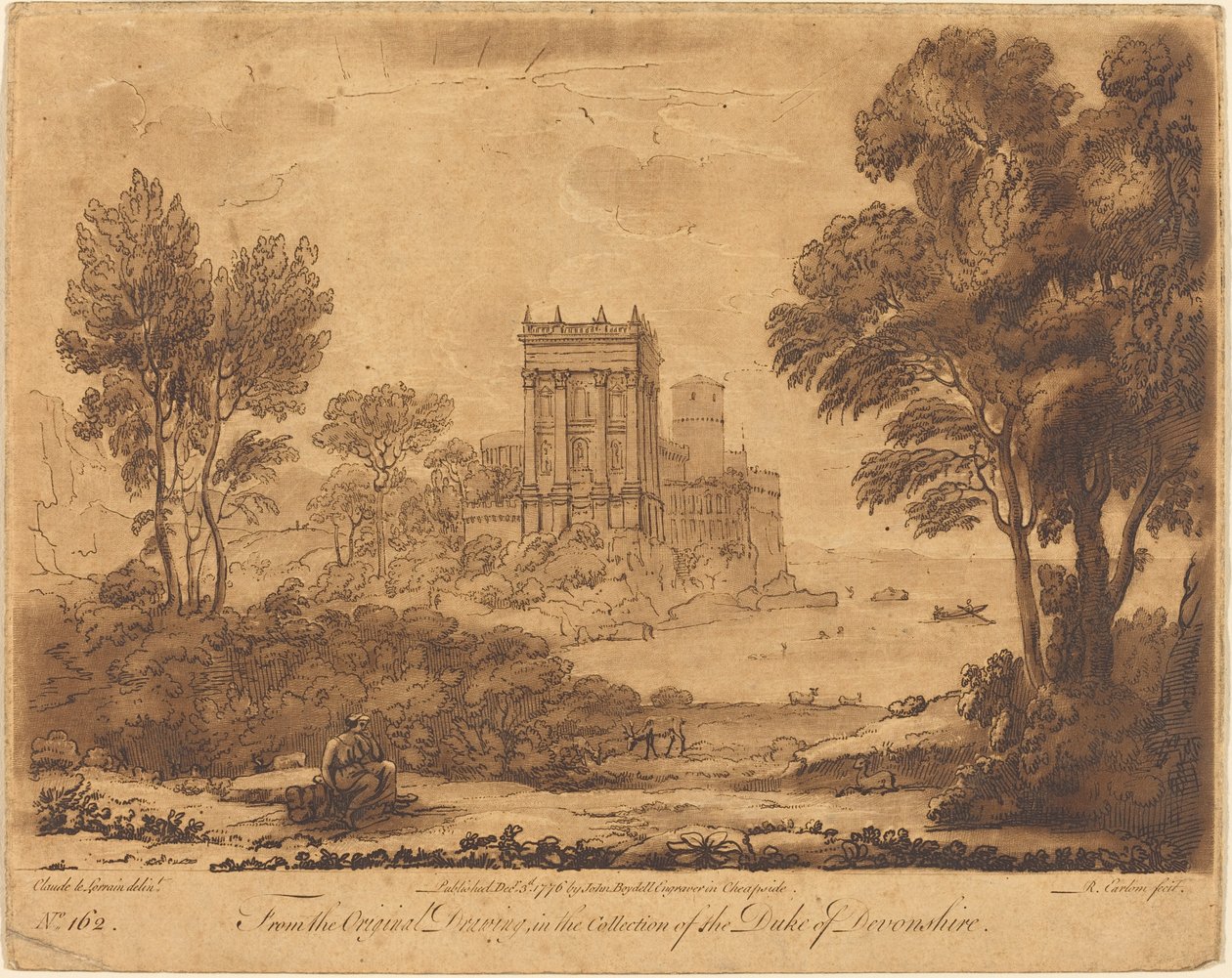 Paisagem 162 de "Liber Veritatis" de Richard Earlom after Claude Lorrain