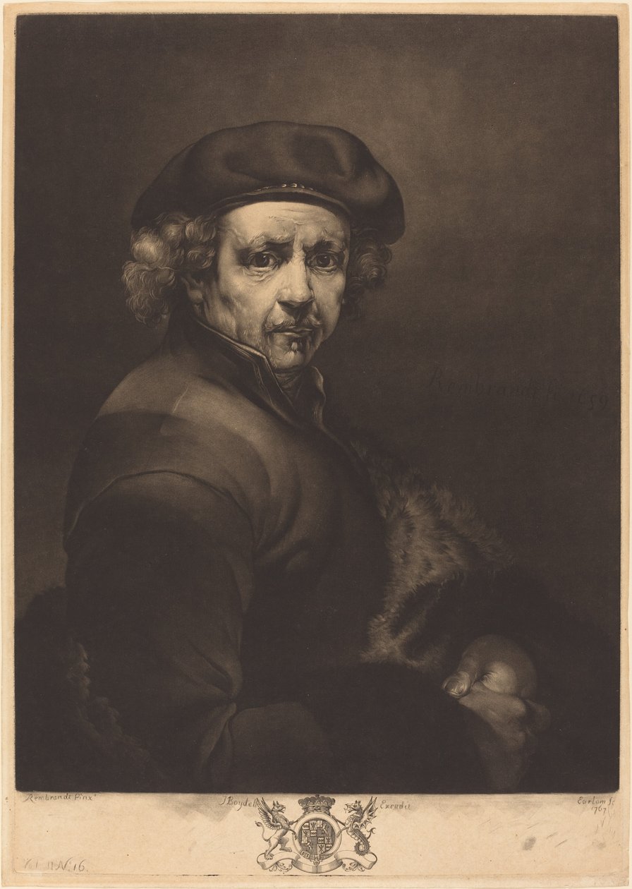 Rembrandt, Autorretrato de Richard Earlom after Rembrandt van Rijn