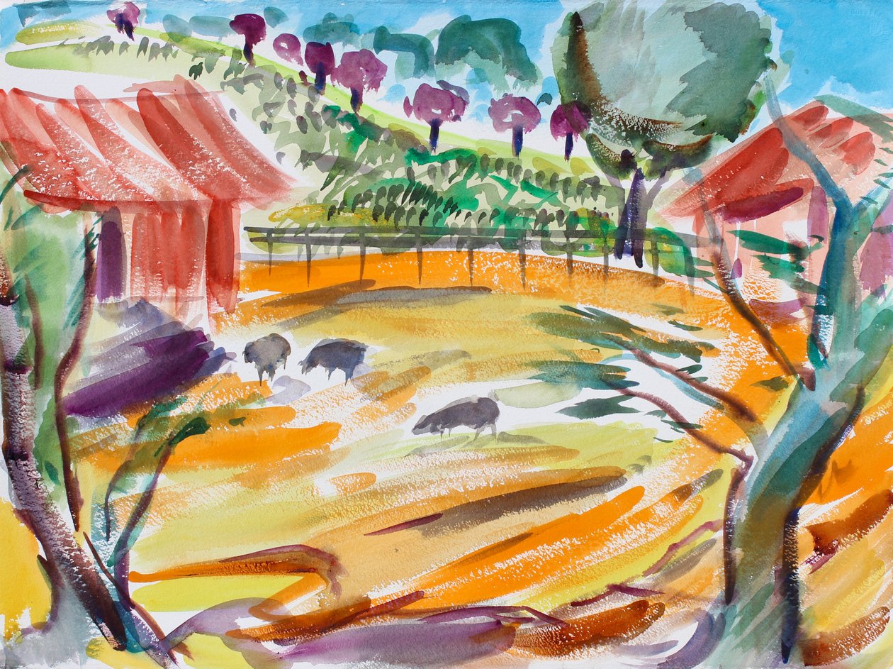 Barnyard com Ovelhas, Napa Valley, 2016 de Richard Fox