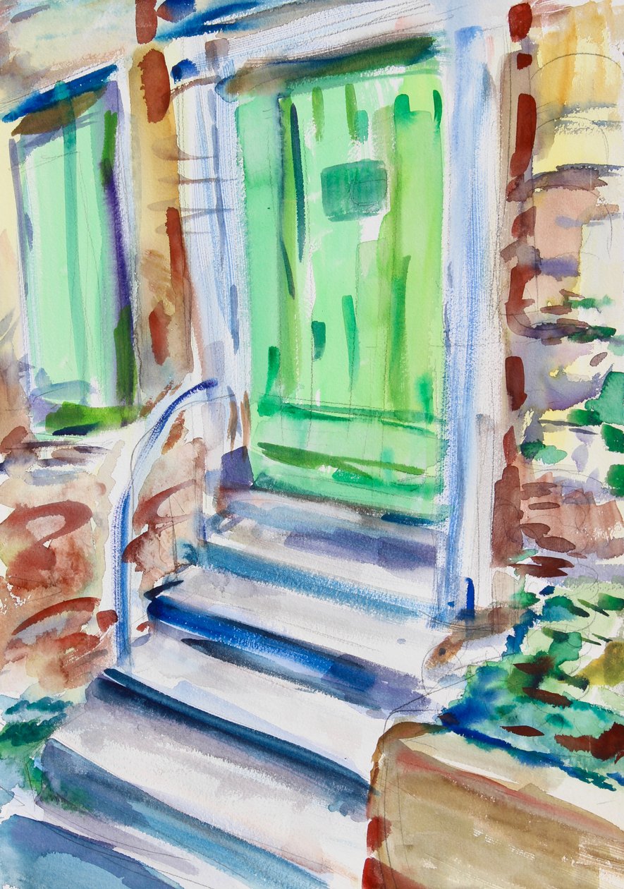 Green Door and Shutters, 2021 (aguarela sobre papel) de Richard Fox