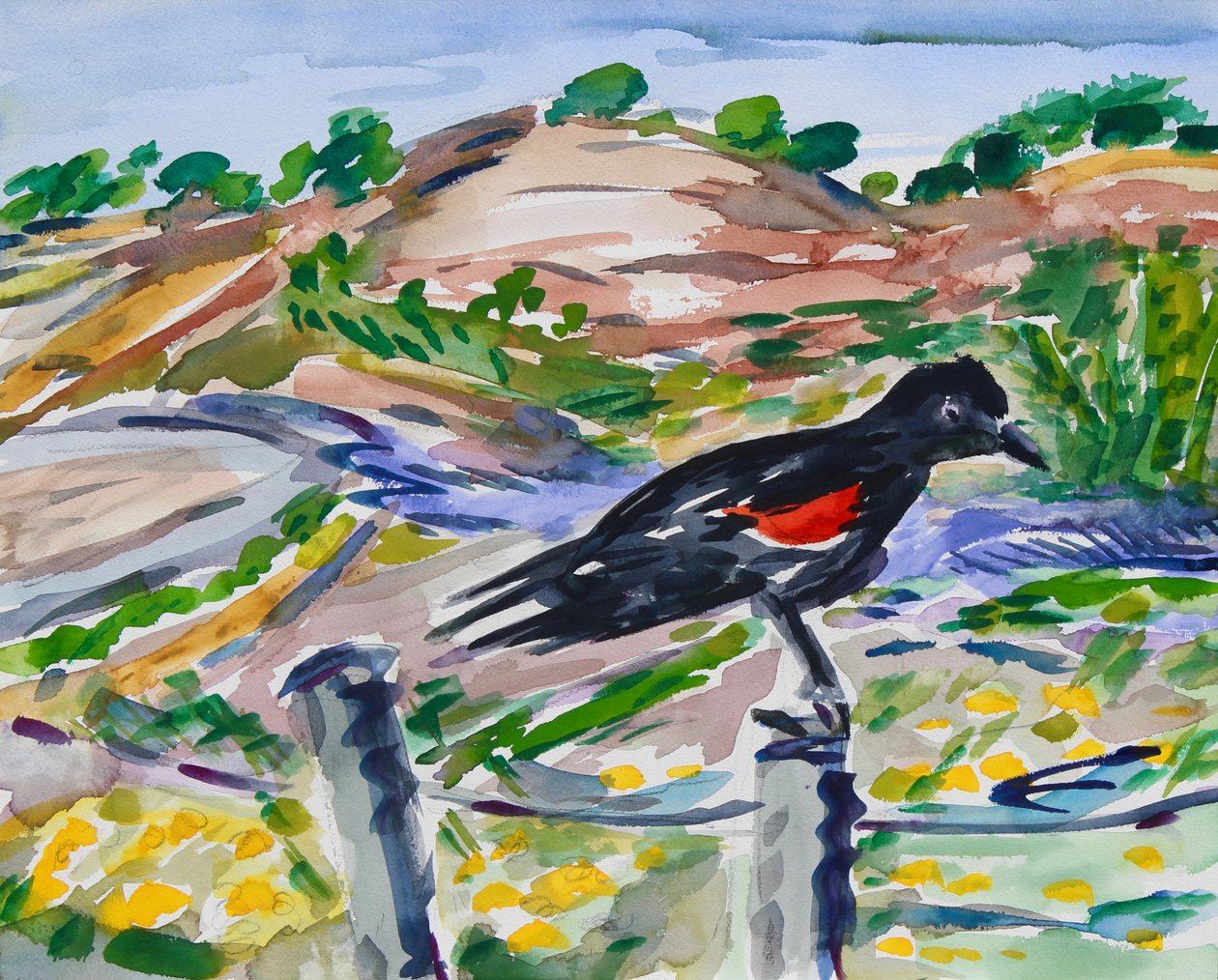 Empoleirado, 2021 (aquarela sobre papel) de Richard Fox