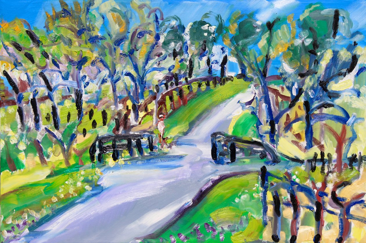 Caminhando pela estrada, 2021 (óleo sobre tela) de Richard Fox