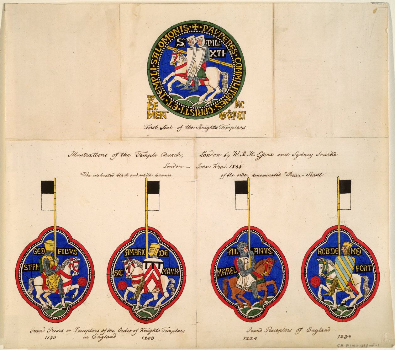 Selos dos Cavaleiros Templários de 1180, 1203, 1224, 1234, 1845 de Richard Hamilton Essex