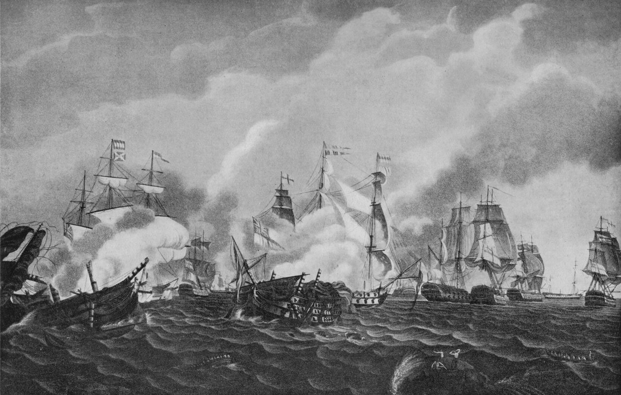 Ação fora de San Domingo, c1807 de Richard Harraden