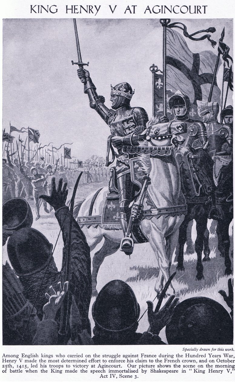 Rei Henrique em Agincourt 1415 AD, c.1950 de Richard Henry Brock