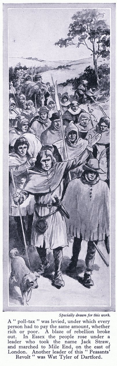 A revolta dos camponeses, Jack Straw e Wat Tyler, c.1950 de Richard Henry Brock