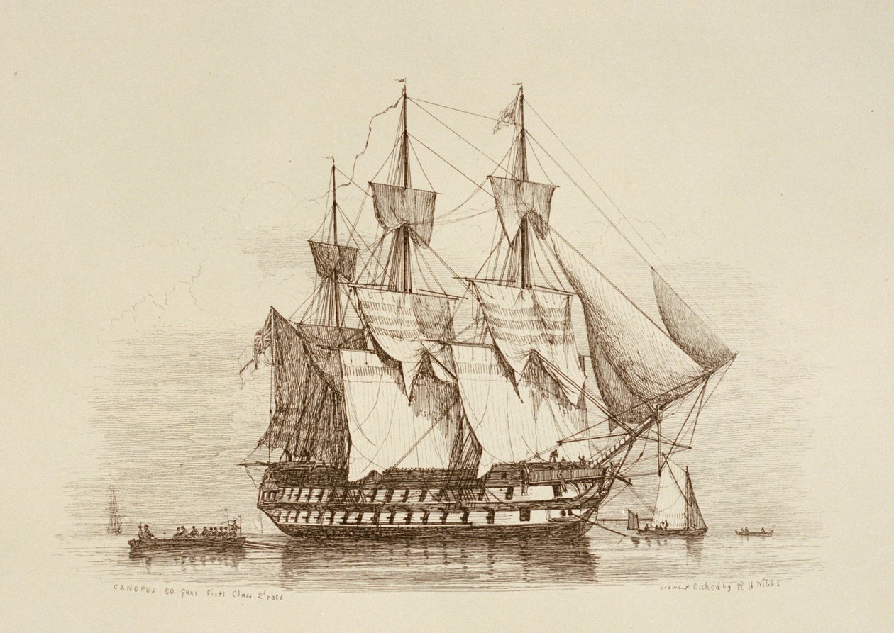 Canopus 80 armas Primeira classe 2ª tarifa, c.1849 (gravura) de Richard Henry Nibbs