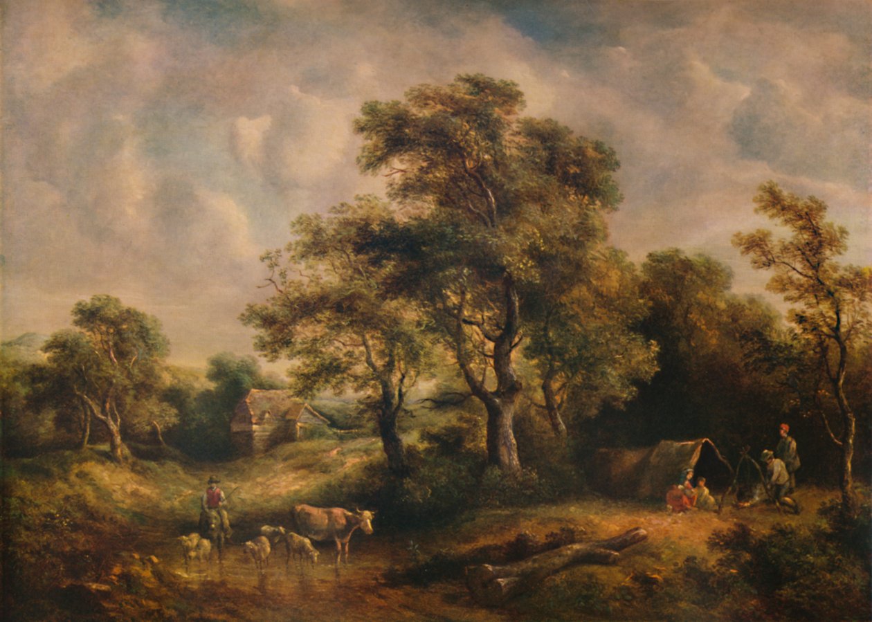 Paisagem com tenda cigana, século XIX, 1935 de Richard Hilder