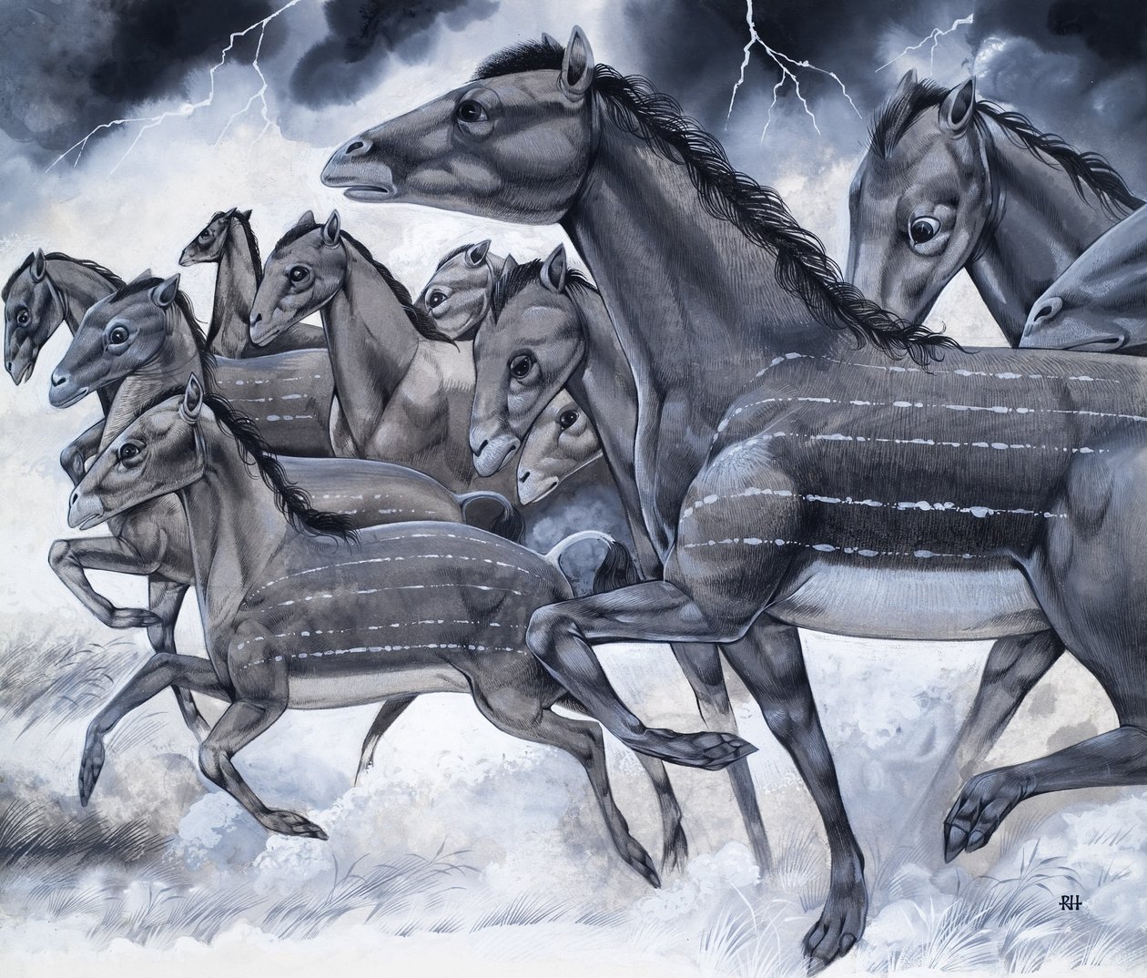 Cavalos em miniatura, de "Beasts from Long Ago" (Bestas de há muito tempo) de Richard Hook