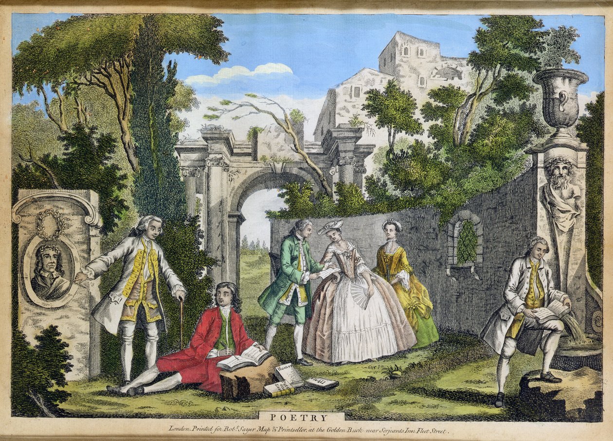 Poesia, pub. por Robert Sayer (fl.1750-80) c.1750 (aquatinta) de Richard Houston