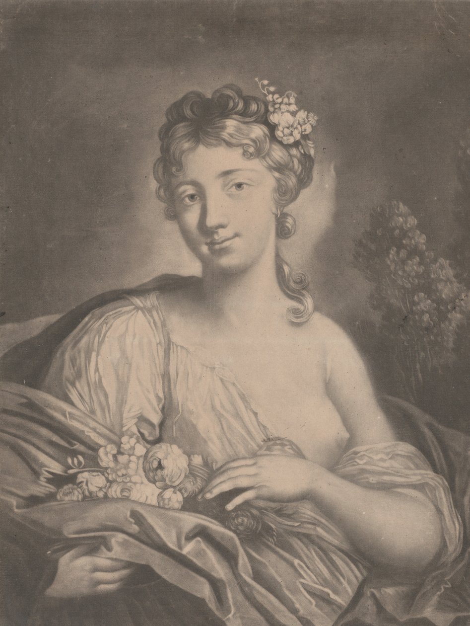 Primavera: uma jovem segurando flores em seu manto, 1775. de Richard Houston