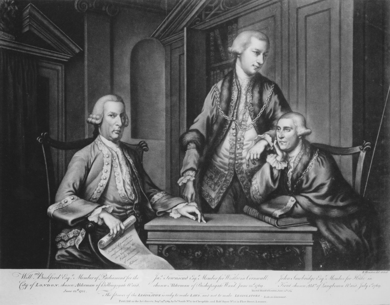 William Beckford (1709-70) James Townsend e John Sawbridge (c.1732-95) Vereadores de Londres, gravados pelo artista, 1769 de Richard Houston