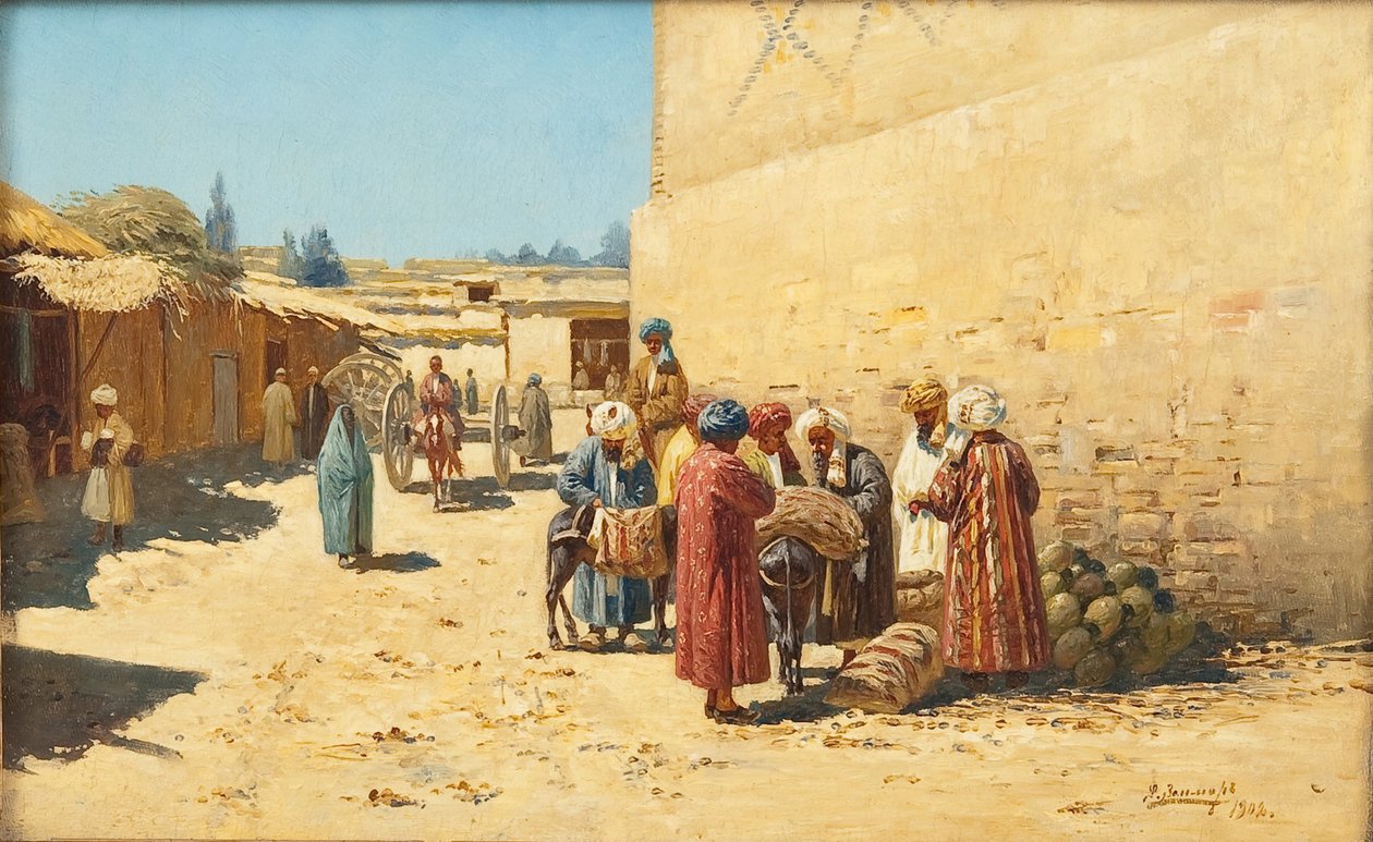 Venda de rua na Ásia Central, 1902 de Richard Karl Sommer