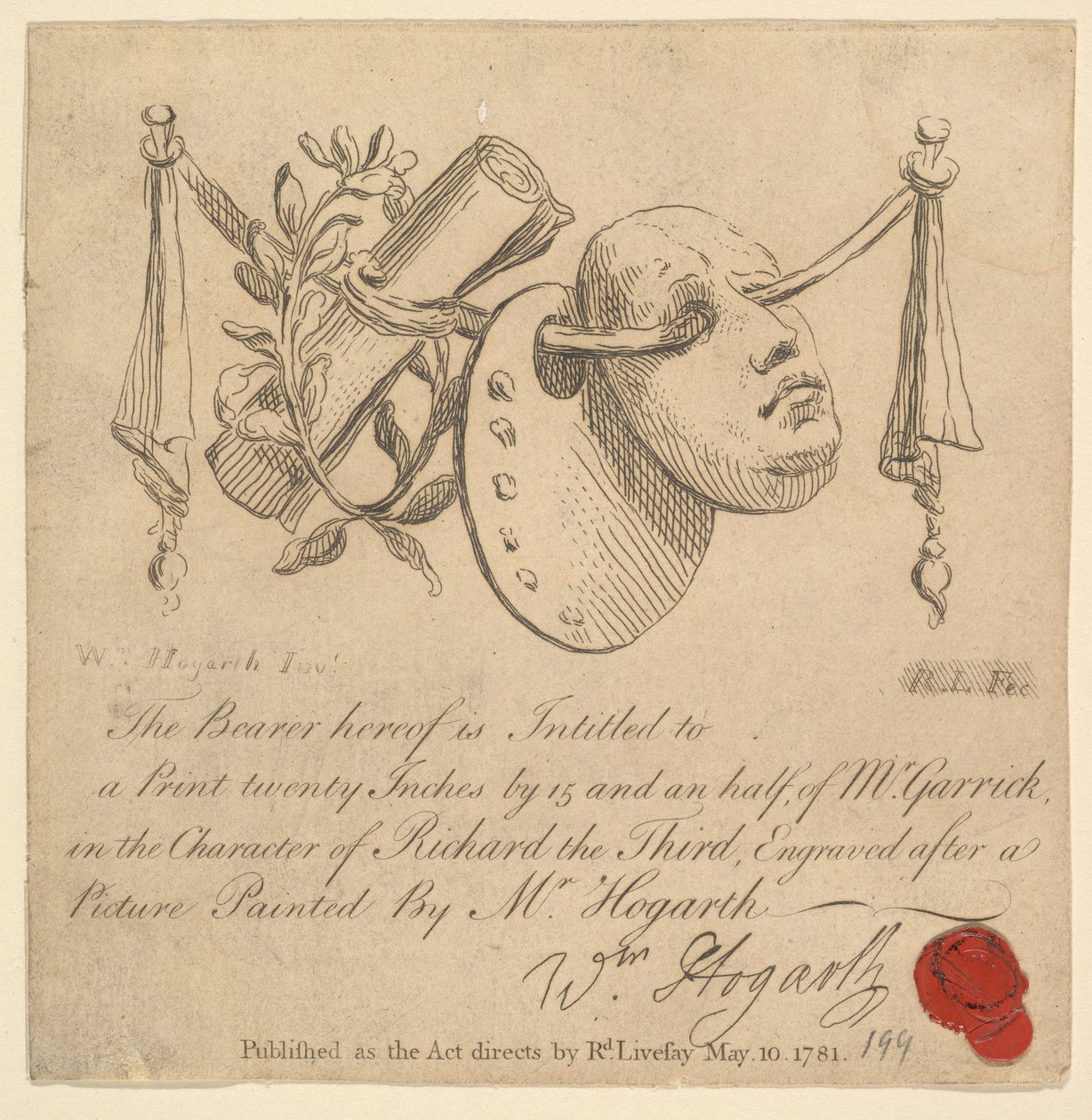 Máscara e Paleta, 1781. de Richard Livesay