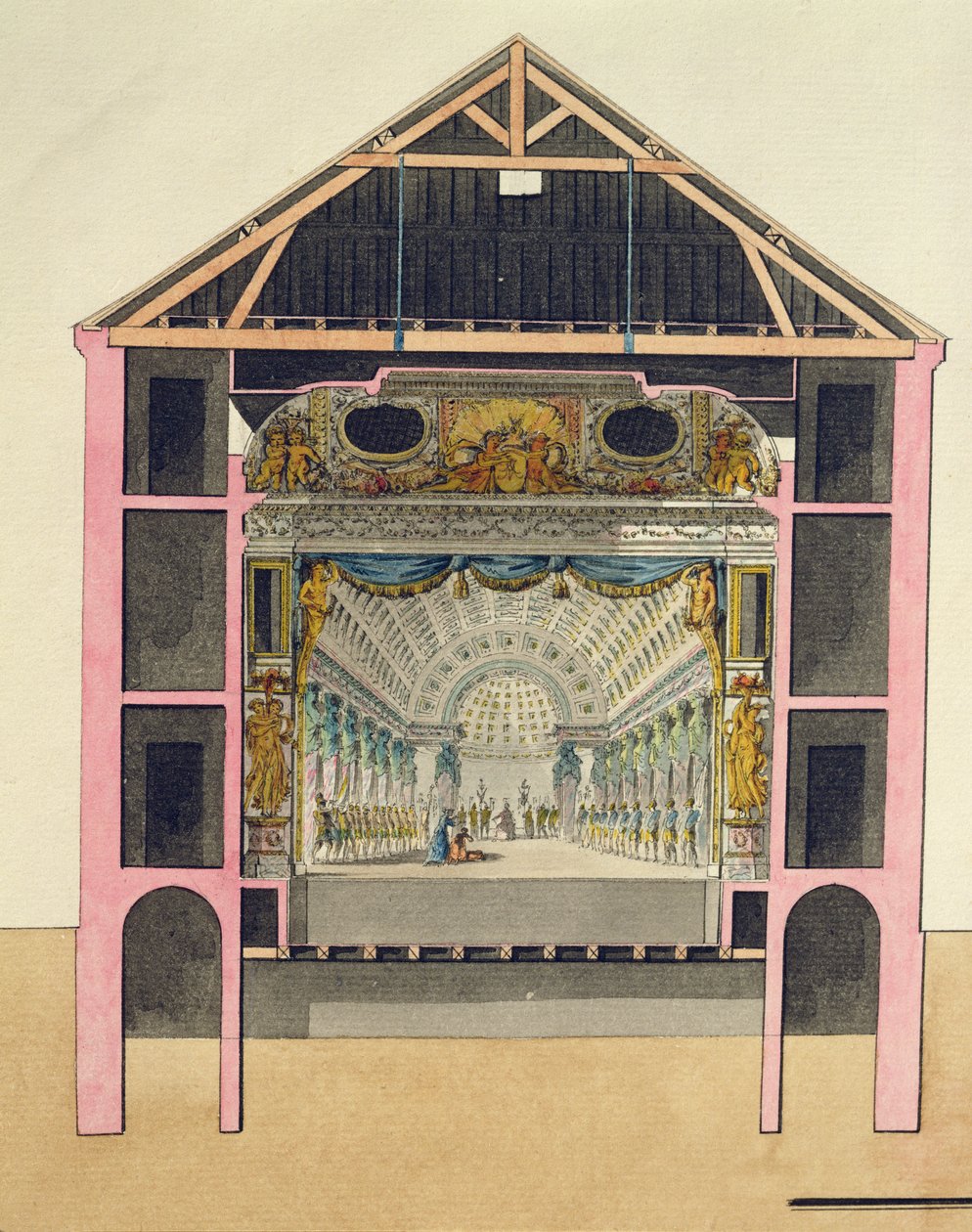 Plano para o Theatre Hall no Le Petit Trianon, 1786 de Richard Mique