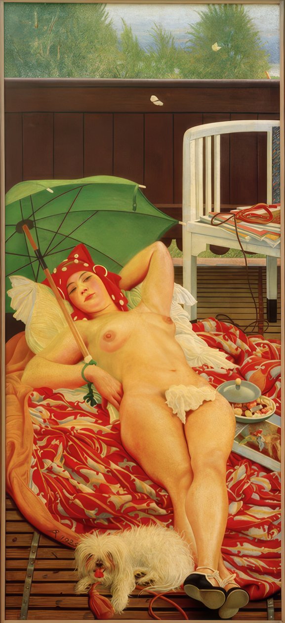 Reclinado com guarda-sol verde de Richard Muller