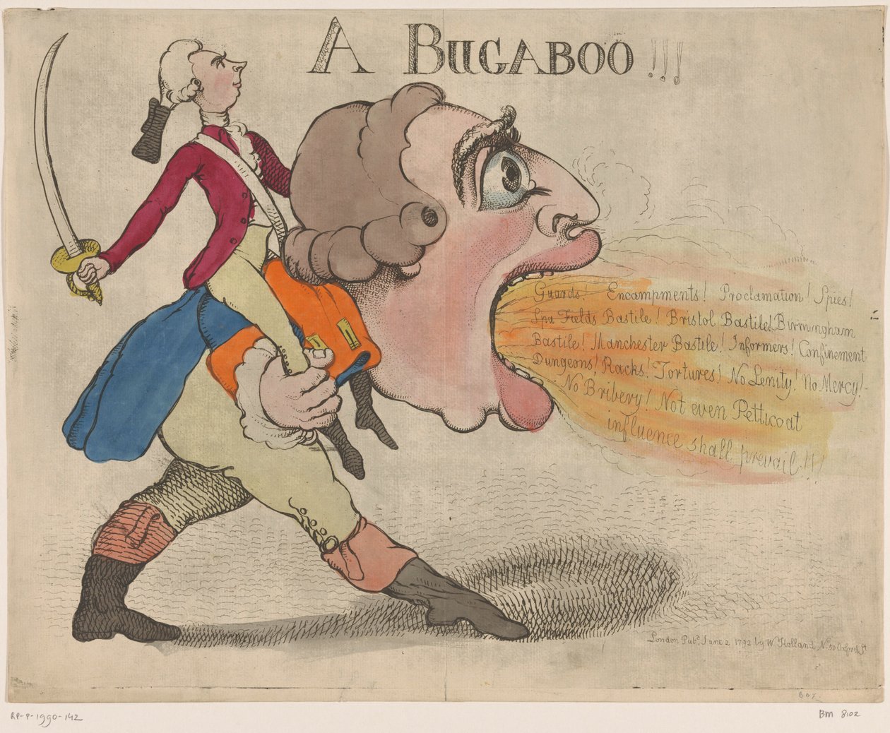 Spotprent sobre George III, 1792 Um Bugaboo (título no objeto) de Richard Newton