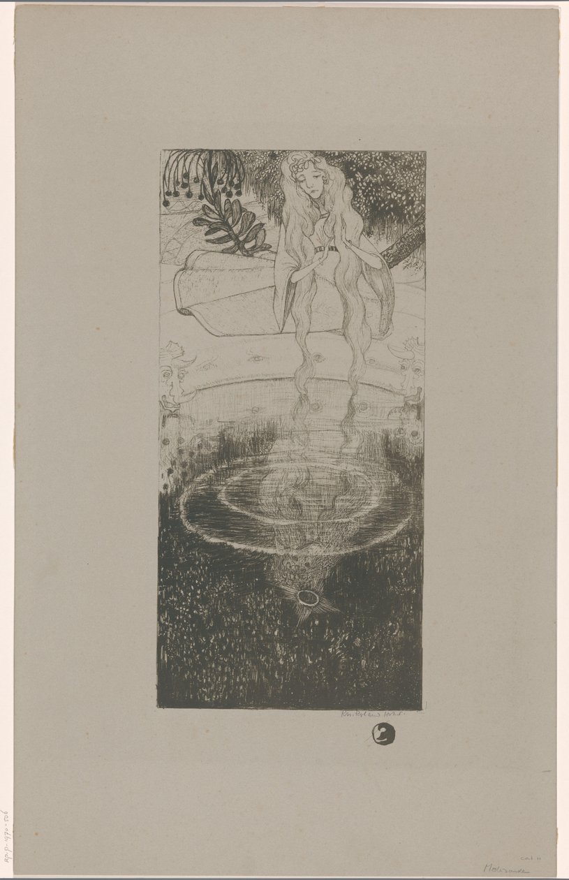 Mélisande olha para o seu anel caído na água de Richard Nicolaüs Roland Holst (signed by artist)