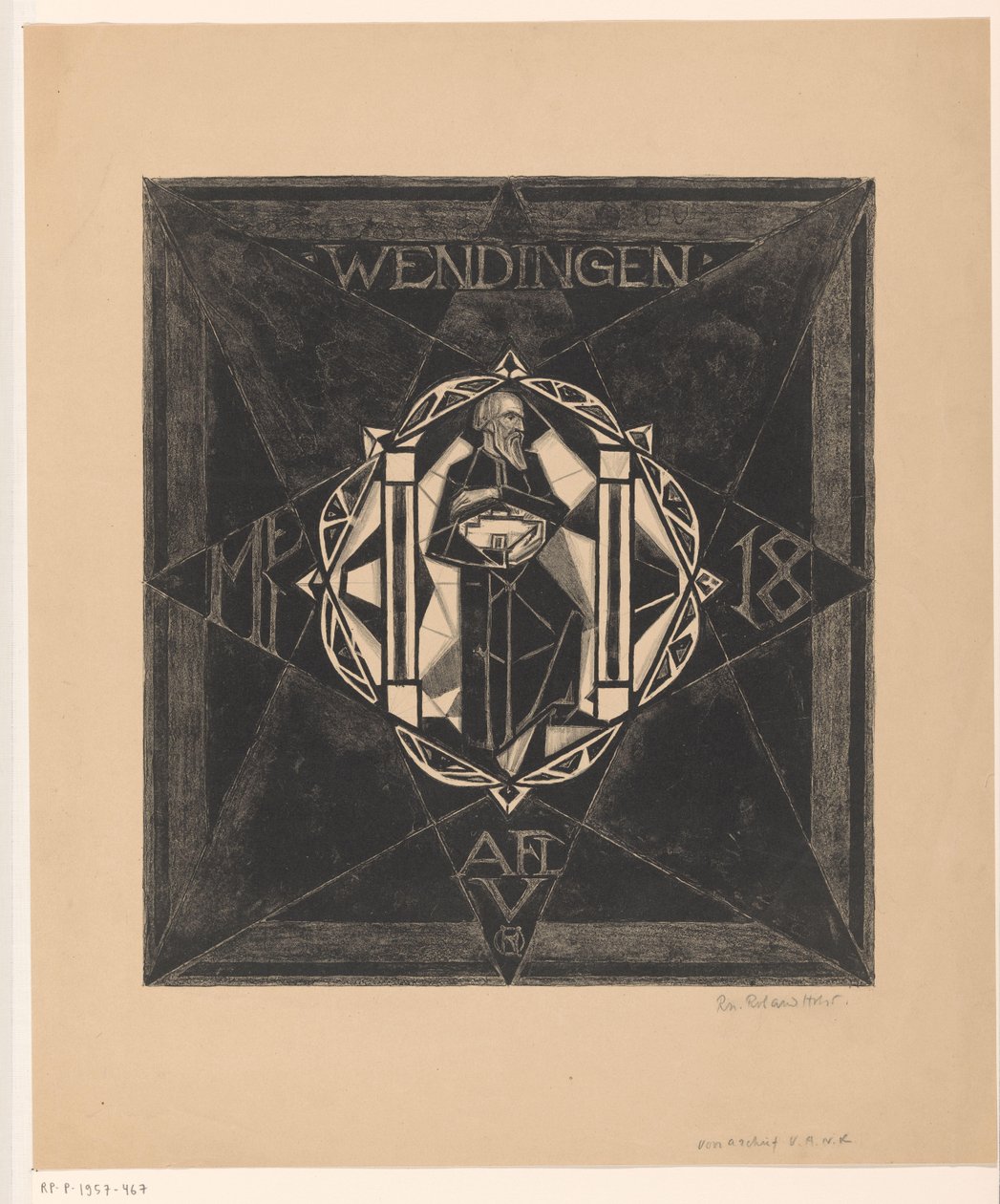 Desenho da capa para: Twists, 1918 de Richard Nicolaüs Roland Holst (signed by artist)