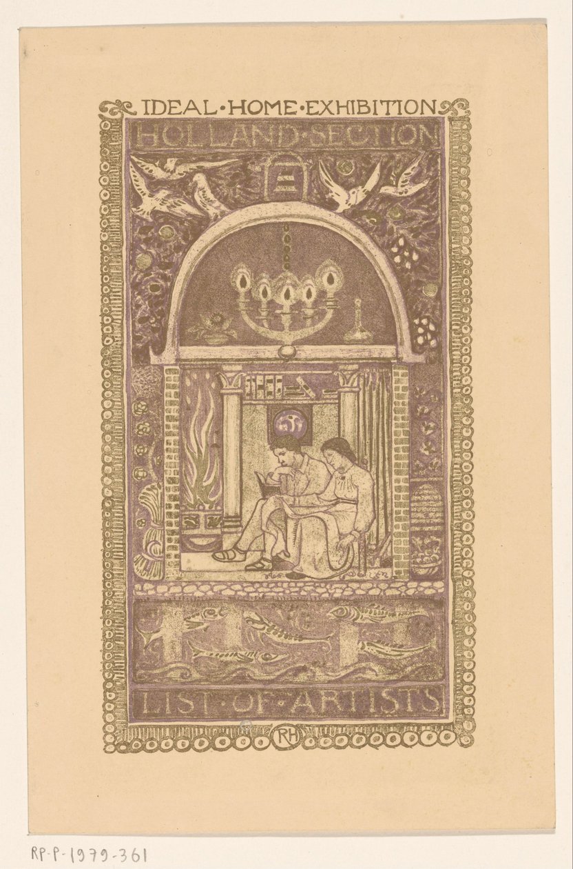 Desenho da capa para: Catálogo da Exposição Home Ideal, 1912 de Richard Nicolaüs Roland Holst