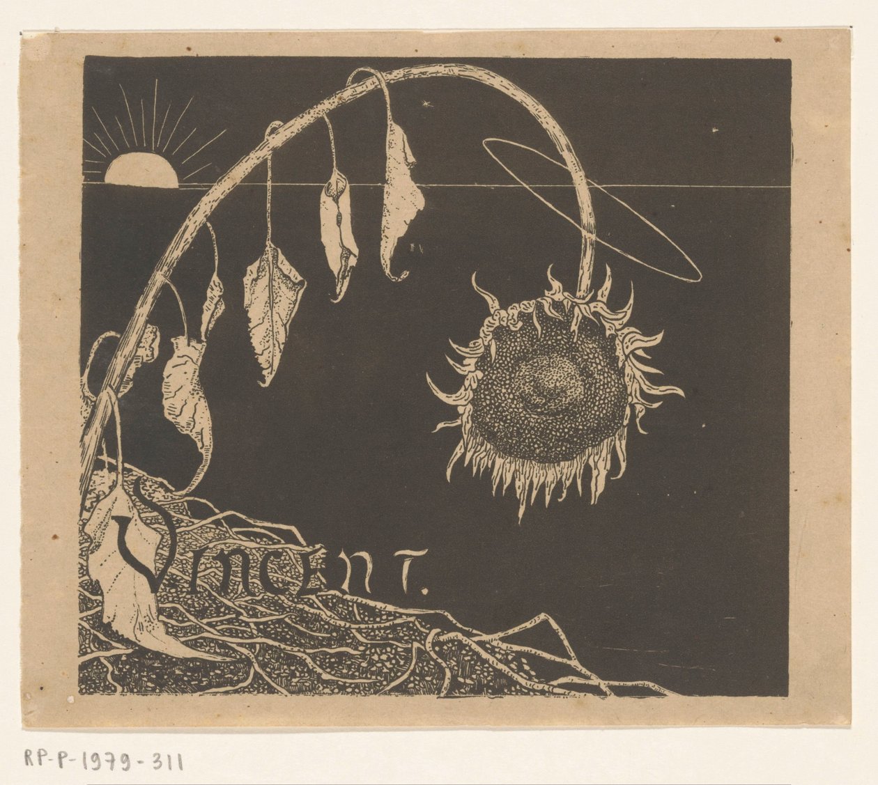 Desenho da capa para: Richard Roland Holst, Exposição das obras legadas de Vincent Van Gogh, 1892 de Richard Nicolaüs Roland Holst