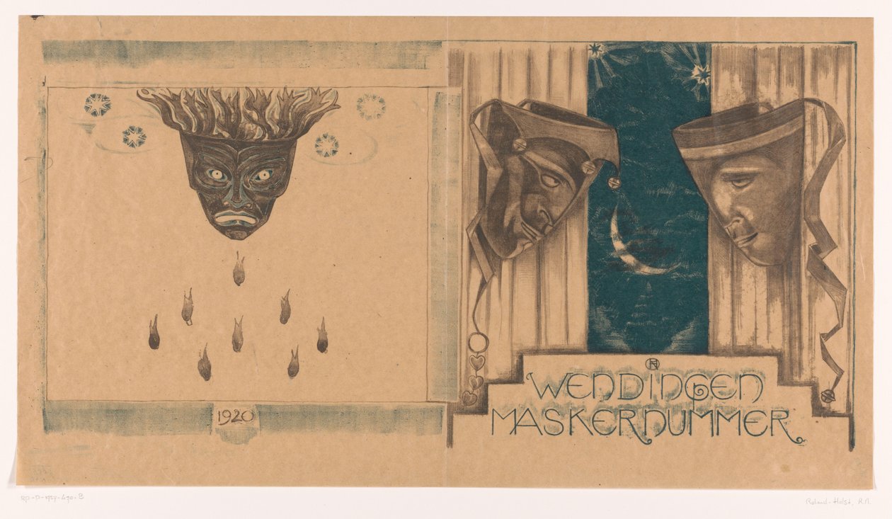 Desenho da capa para: Twists, edição Máscara, 1920 de Richard Nicolaüs Roland Holst