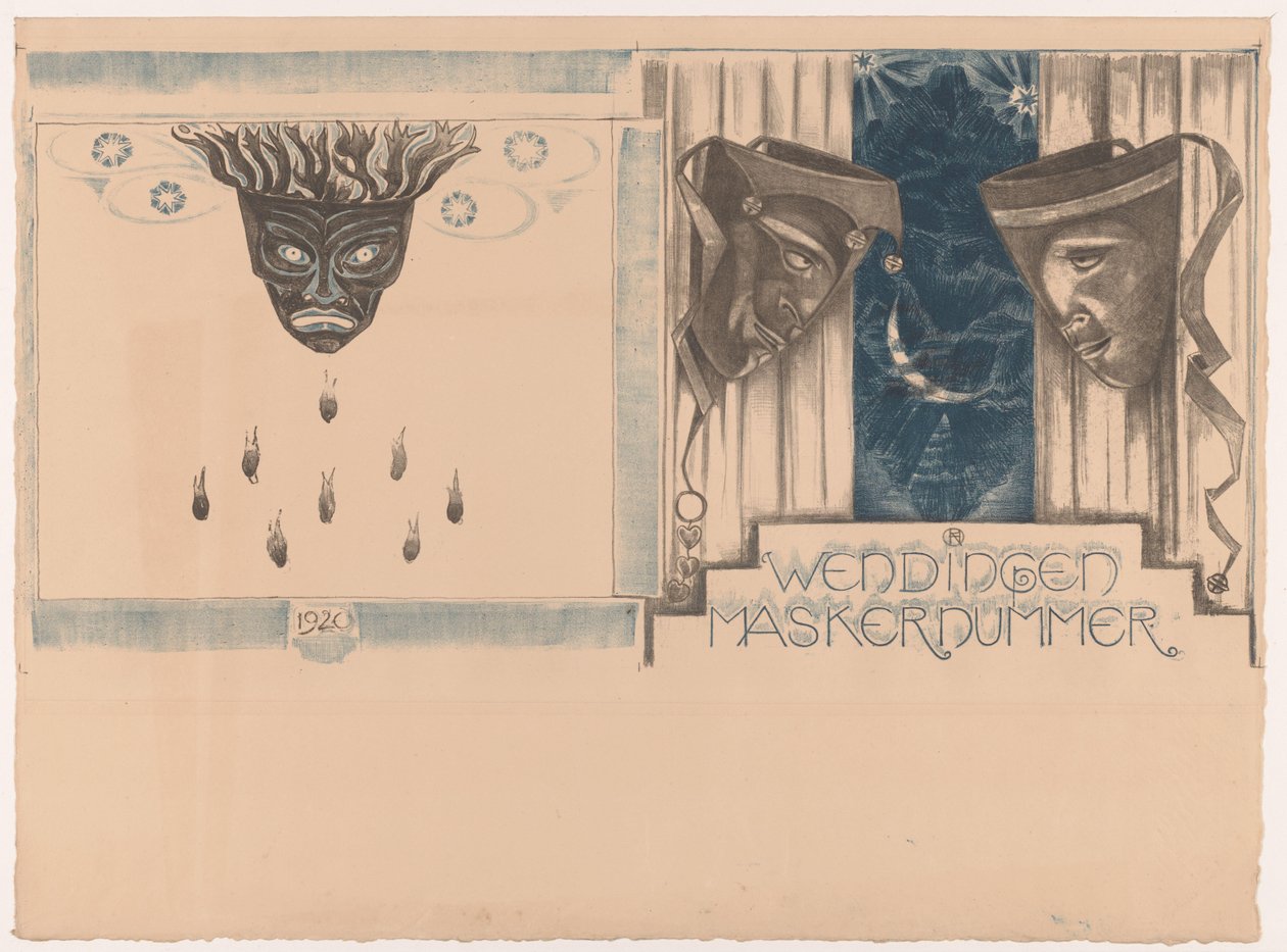 Desenho da capa para: Twists, edição Máscara, 1920 de Richard Nicolaüs Roland Holst