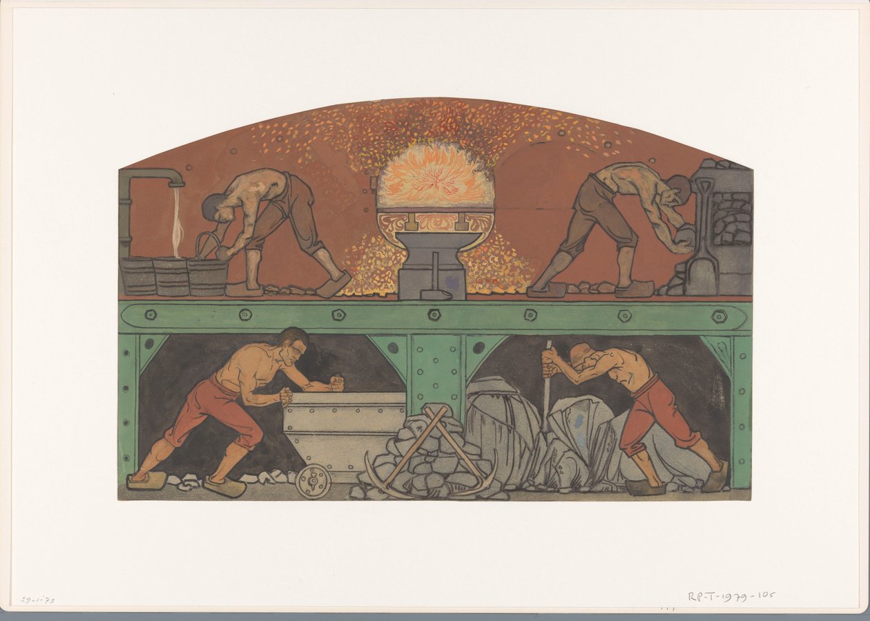 Desenho para pintura na Bolsa de Valores de Berlage: A Indústria de Richard Nicolaüs Roland Holst