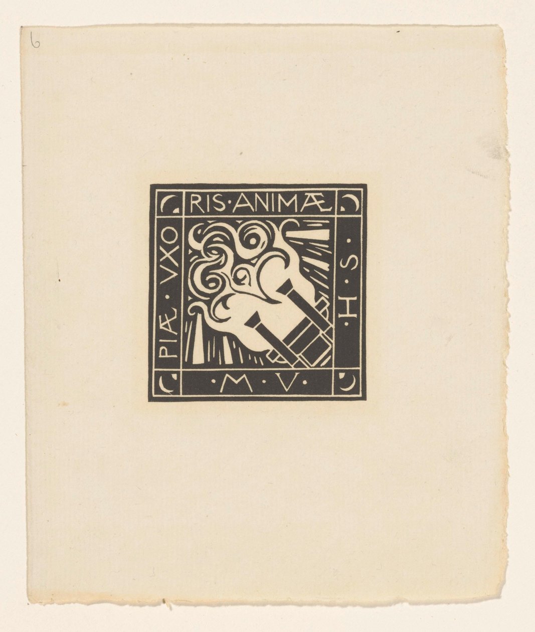 Vinheta em memória de Maria Vincentia Huizinga-Schorer
Piae Uxoris Animae M.V.H.S. (título sobre o objecto) de Richard Nicolaüs Roland Holst
