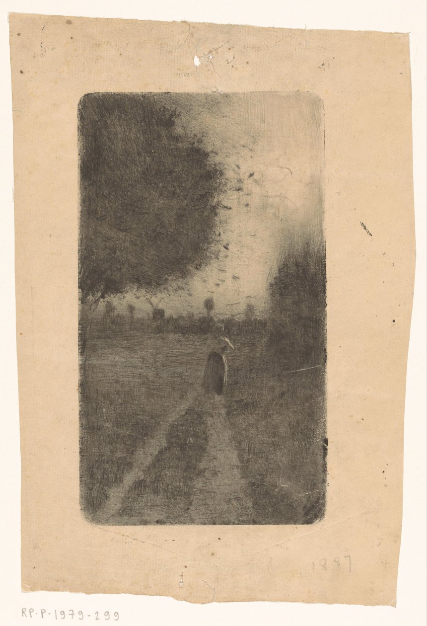 Mulher em uma estrada rural de Richard Nicolaüs Roland Holst